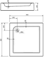 KOLO STANDARD PLUS sprchová vanička čtvercová 90x90x9 cm, akrylátová, s panelem XBK1490000